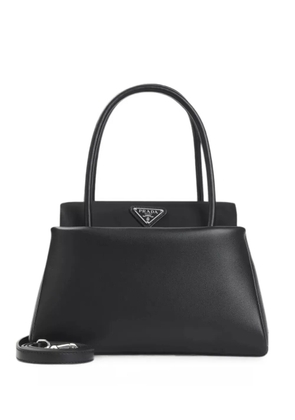 Prada logo-plaque leather shoulder bag - Black