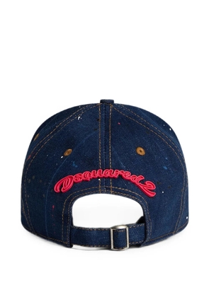 DSQUARED2 paint-splatter logo-patch baseball cap - Blue