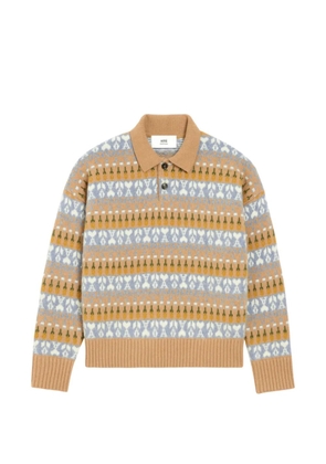 AMI Paris jacquard-knit polo sweater - Neutrals