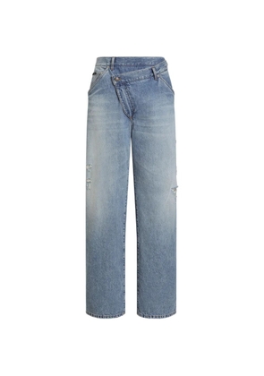 Dolce & Gabbana asymmetric-waistband distressed jeans - Blue