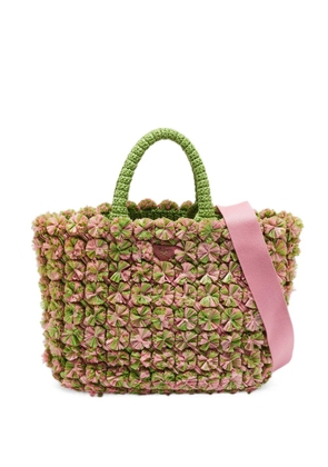 Prada Pre-Owned floral-motif raffia tote bag - Pink