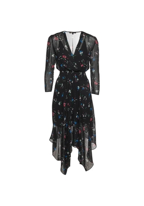 Maje floral-print tiered midi dress - Black