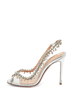 Aquazzura Temptation crystal-embellished slingback pumps - White