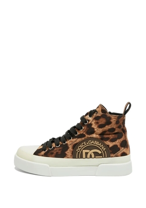 Dolce & Gabbana Pre-Owned Portofino leopard-print sneakers - Brown
