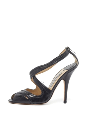 Jimmy Choo Pre-Owned criss-cross snakeskin-embossed sandals - Black