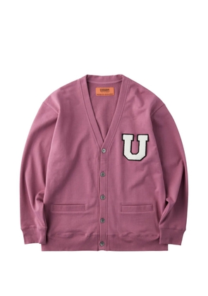 UNIVERSAL OVERALL logo-patch V-neck cardigan - Purple