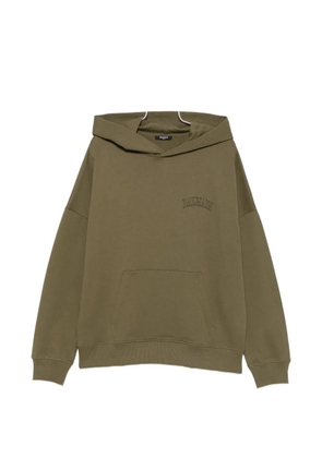 Balmain logo-print cotton hoodie - Green