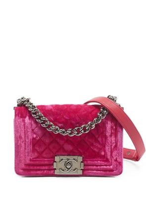 CHANEL Pre-Owned 2015-2016 Chanel Boy velvet shoulder bag - Pink