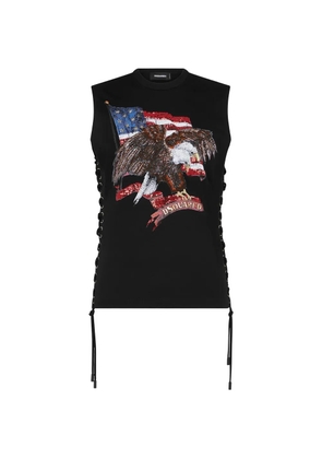 DSQUARED2 lace-up embellished tank top - Black