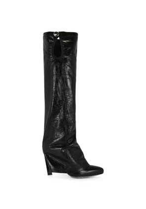 The Attico Leon crackled-leather boots - Black
