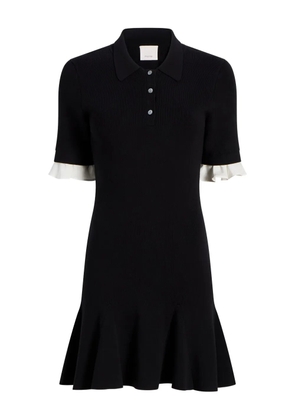 Cinq A Sept Keaton ribbed-knit ruffled midi dress - Black