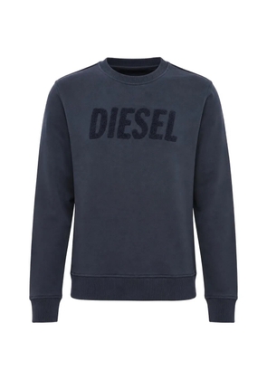 Diesel logo-embroidered brushed sweatshirt - Blue