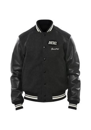 Diesel leather-sleeve bomber jacket - Grey