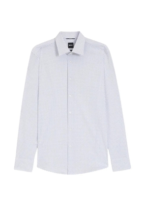 BOSS HANK-Kent micro-patterned classic-collar shirt - White
