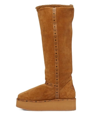 MCM suede platform knee-high boots - Brown