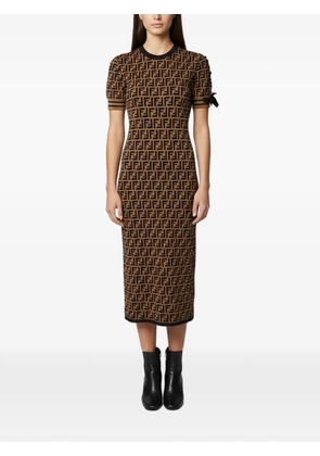 Fendi Pre-Owned Zucca jacquard midi dress - Brown
