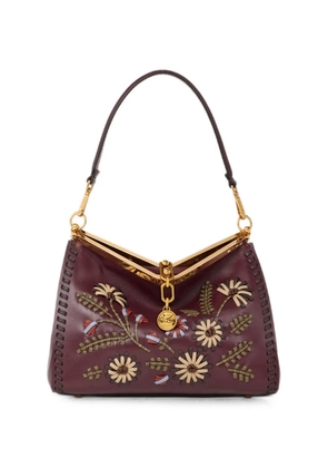 ETRO medium leather Vela bag with threading and floral motif - Red