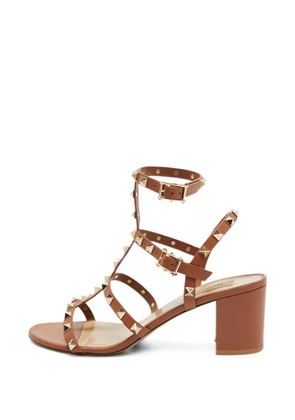 Valentino Garavani Pre-Owned Rockstud caged heeled sandals - Brown