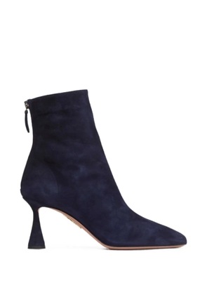 Aquazzura Amore 75 suede almond-toe ankle boots - Blue