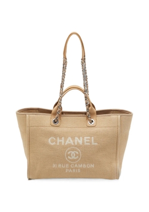 CHANEL Pre-Owned Deauville logo-print tote bag - Neutrals