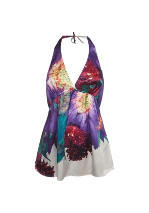 Roberto Cavalli Vintage floral-print halterneck top - Purple