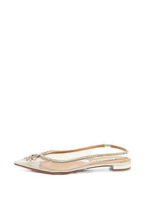 Aquazzura Seduction crystal-embellished ballet flats - White
