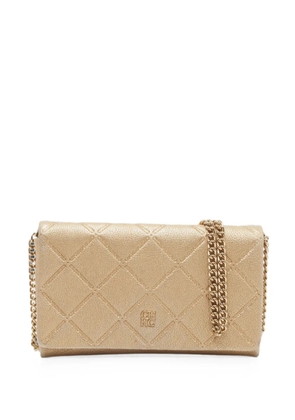 Carolina Herrera Vintage quilted logo-embossed clutch bag - Gold