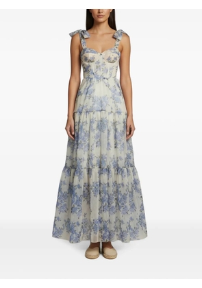 424 floral-print tiered maxi dress - White