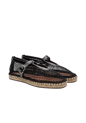 ALAÏA Fishnet Espadrille Flat in Noir - Black. Size 37 (also in ).