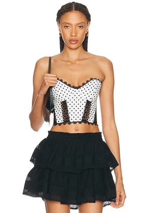 Charo Ruiz Ibiza Flare Top in White Dots - White. Size L (also in XS, S, M).