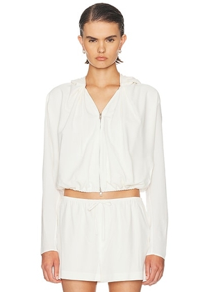 Alexander Wang Pleated Neckline Hoodie Sweatshirt in Star White - Cream. Size M (also in XS, S, L).