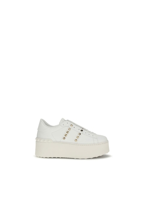 Valentino Garavani White Calf Leather Bos Taurus Platform Sneakers - EU38.5/US8.5