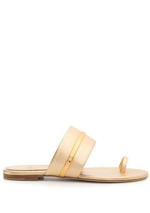 Malone Souliers open-toe leather flat sandals - Gold