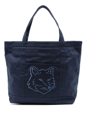 Maison Kitsuné large Fox Head cotton tote - Blue