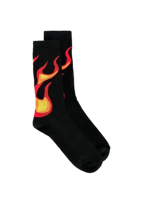 Palm Angels Burning flame-intarsia socks - Black