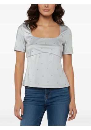 CHANEL Pre-Owned monogram short-sleeve blouse - Grey