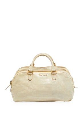 Miu Miu Pre-Owned croc-embossed Triple Zip satchel bag - Neutrals