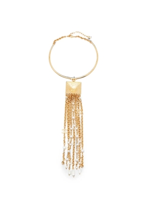 CHANEL Pre-Owned CC Lion faux-pearl embellished necklace - Gold