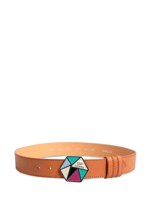Gianfranco Ferré hexagon-buckle leather belt - Neutrals