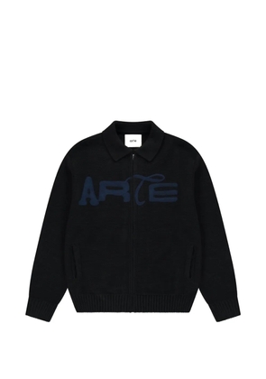 Arte Antwerp logo-embroidered zip-up cardigan - Black