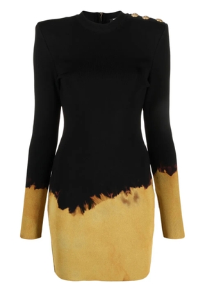Balmain long-sleeve two-tone dress - Black