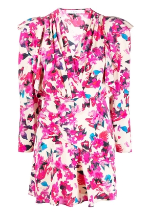IRO floral-print gathered minidress - Neutrals
