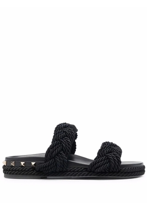 Valentino Garavani Rockstud rope sandals - Black