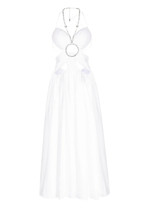 AREA cut-out crystal-embellished midi dress - White