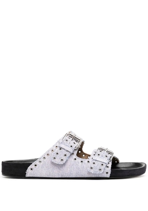 ISABEL MARANT double-buckle denim sandals - Purple