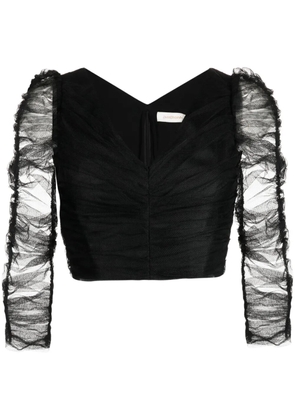 ZIMMERMANN ruched tulle cropped top - Black