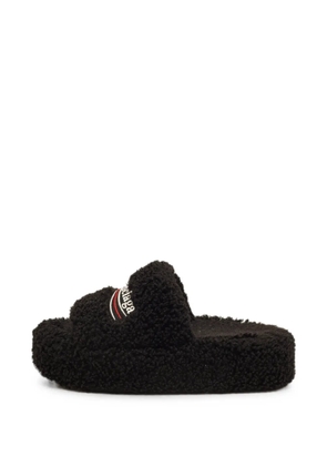 Balenciaga Pre-Owned Political Campaign shearling platform flat sandals - Black