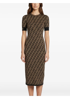 Fendi Pre-Owned 2021 Zucca-intarsia midi dress - Brown
