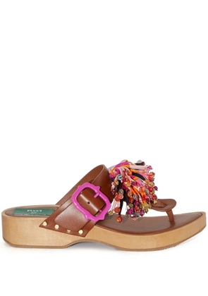 PUCCI Birgitt Pom Pom leather sandals - Brown