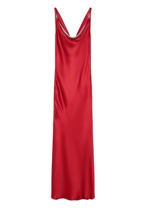 Versace Metal Mesh slip satin gown - Red